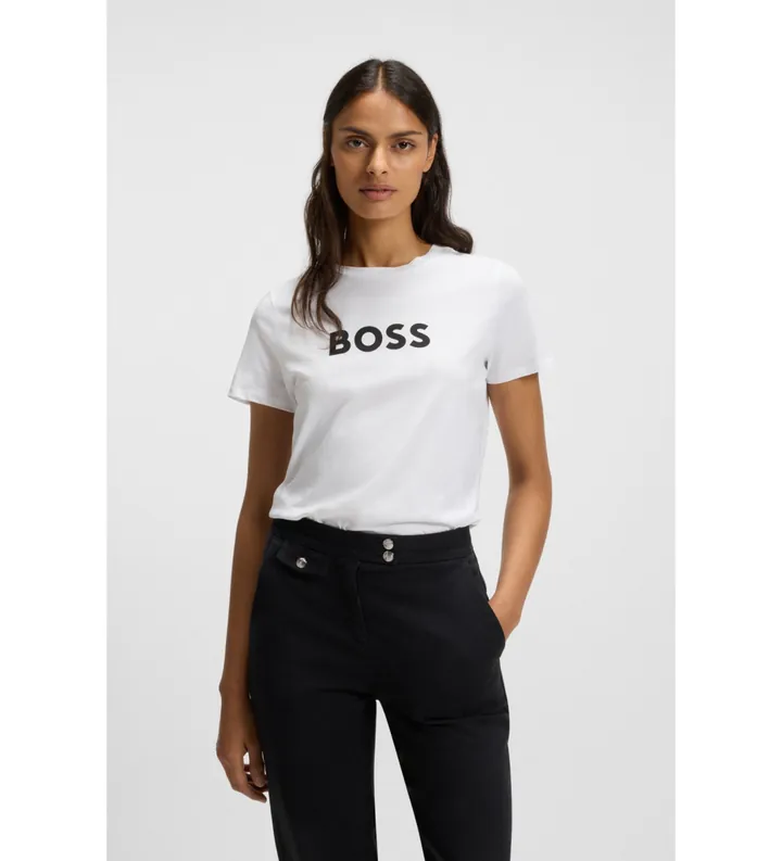 BOSS para mujer. 50501139 Camiseta Elogo blanco (M), Casual, Algodón, Manga corta