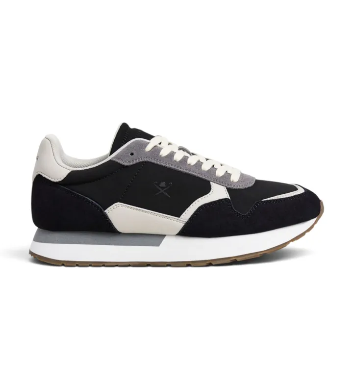 Hackett London para hombre. HMS200125 Zapatillas de ante Vector Device negro (40), Plano, Serraje, Cordones, Casual