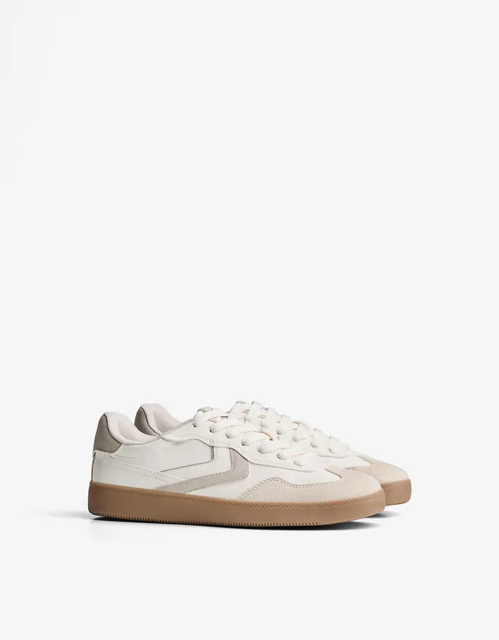 Bershka Zapatillas Retro Mujer 35 Blanco