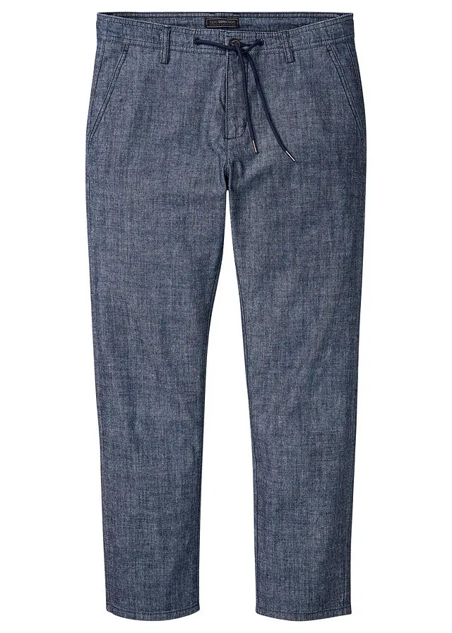 Pantalón tipo chino de cambray con corte recto y regular