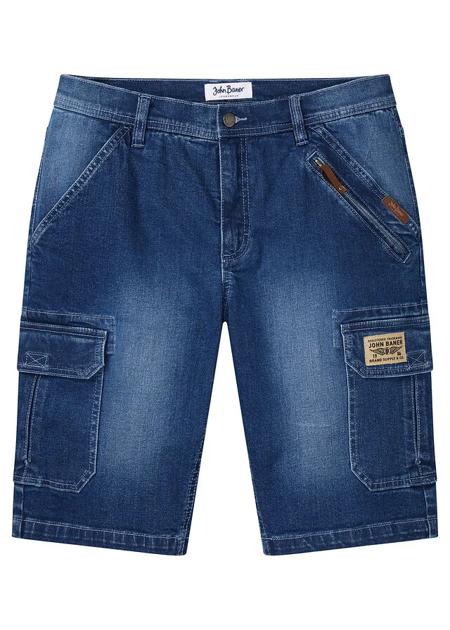 Bermudas vaqueras elásticas tipo cargo con corte regular