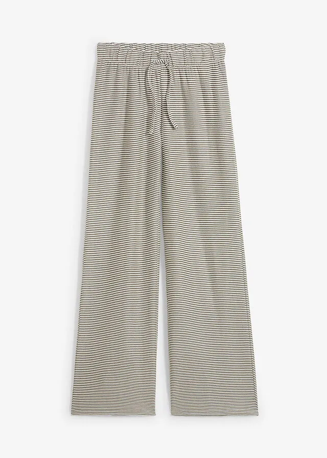 Pantalón de punto de mezcla de algodón con cordón y diseño de rayas