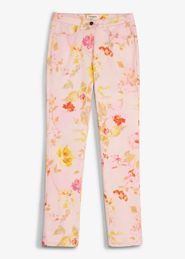 Pantalón elástico con estampado de flores