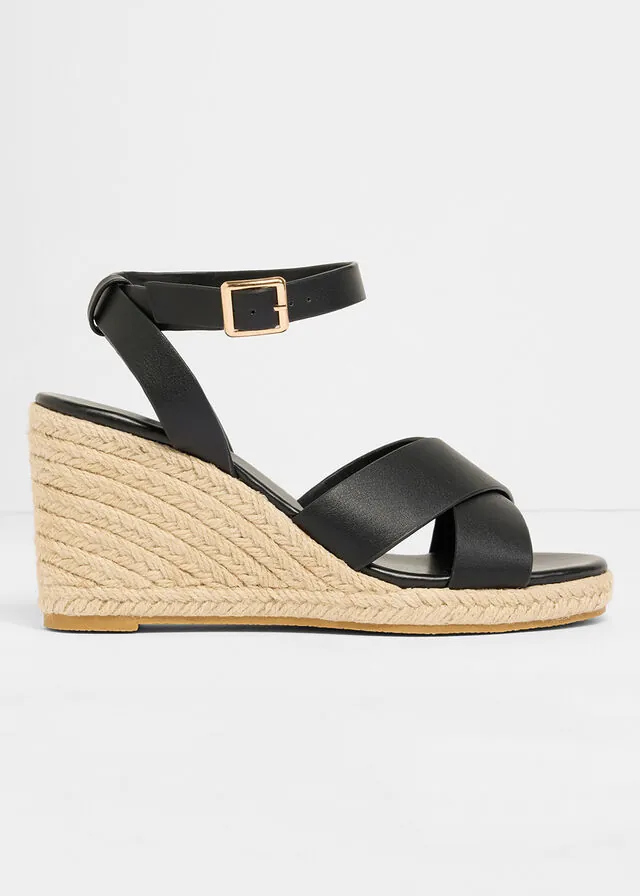 Sandalias de cuña con aspecto de rafia