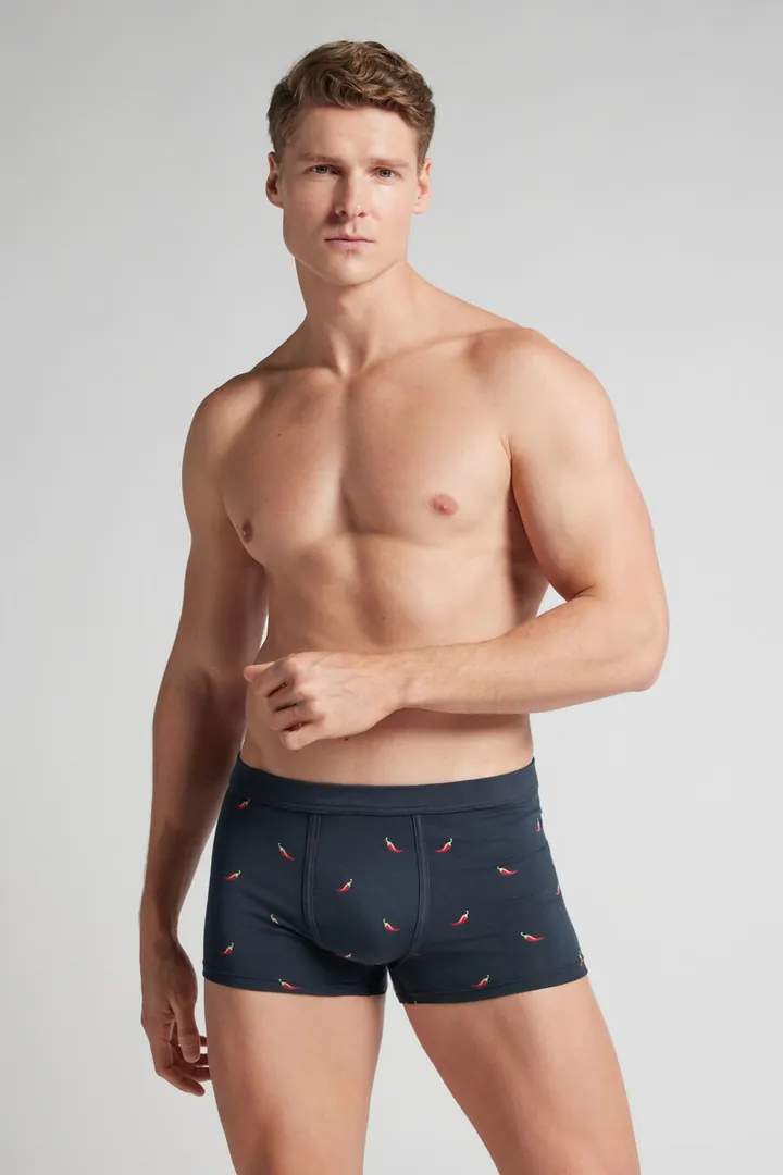 Intimissimi Bóxer Algodón Superior Estampado Guindilla Hombre Azul Tamaño 38
