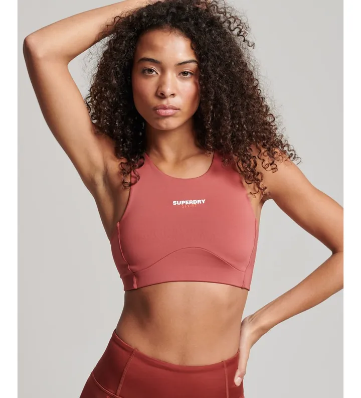 Superdry para mujer. WS311591A Sujetador Core Active rojo (36), Deportivo, Multideporte, Poliéster Reciclado, Sostenible