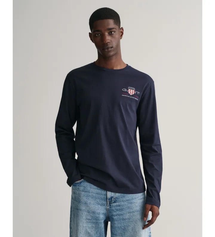 Gant para hombre. 2004058 Camiseta de manga larga Medium Archive Shield marino (3XL), Casual, Algodón