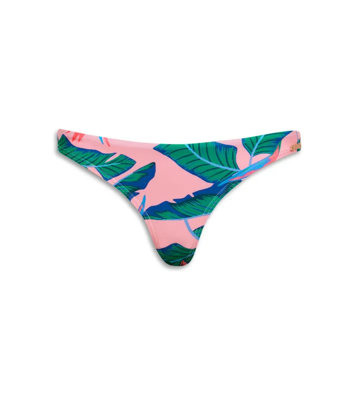 Superdry para mujer. W3010405A Braguita de bikini atrevida tropical rosa (L), Beachwear, Poliéster Reciclado, Sostenible