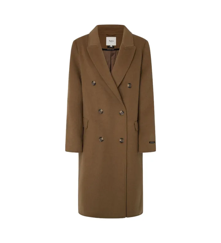 Pepe Jeans para mujer. PL402473 Abrigo Beth marrón (L), Casual, Lana
