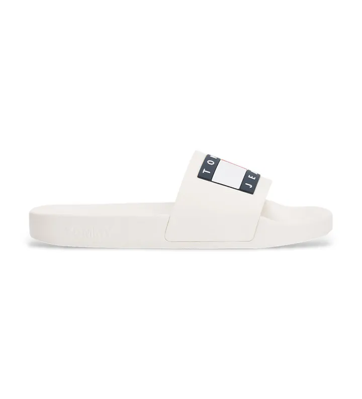 Tommy Jeans para mujer. EN0EN02115 Chanclas con logo blanco (40), Plano, Ninguno, Casual, Beachwear