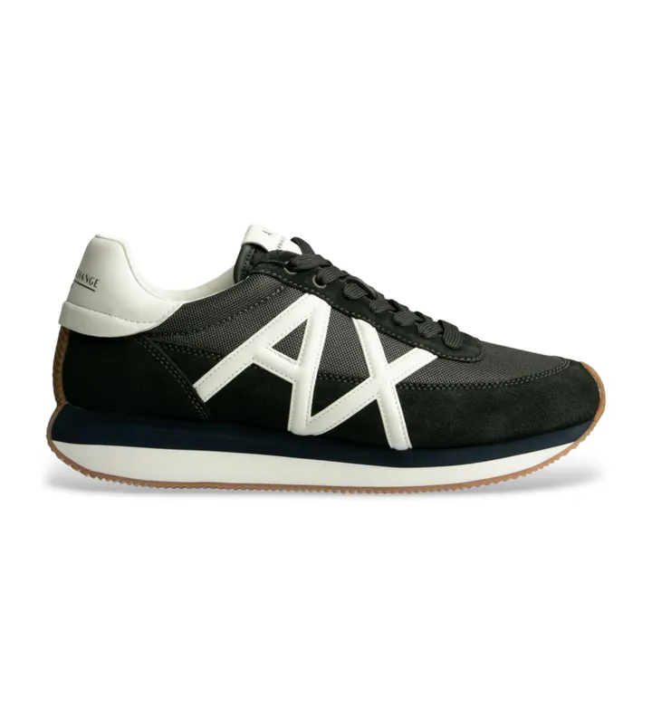 A|X Armani Exchange para hombre. XM001750AF19396MZ258 Zapatillas logotipo negro (43), Plano, Cordones, Casual