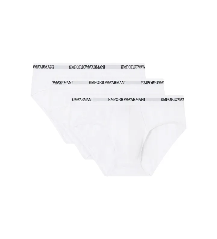 Emporio Armani para hombre. EM000258_AF14132 Set 3 Slips de Punto Elástico blanco (L), Homewear, Algodón