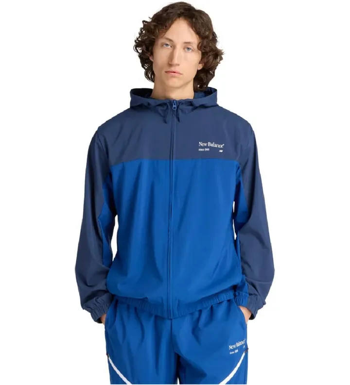 New Balance para hombre. MJ53527 Chaqueta Reimagined Graphic azul (L), Casual, Deportivo, Multideporte, Poliéster