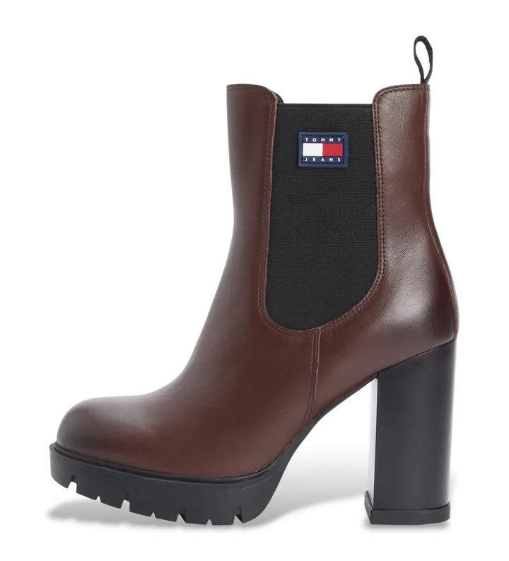 Tommy Jeans para mujer. EN0EN02831 Botines de Piel Elegant marrón (36), 5 a 8cm, Ninguno, Casual