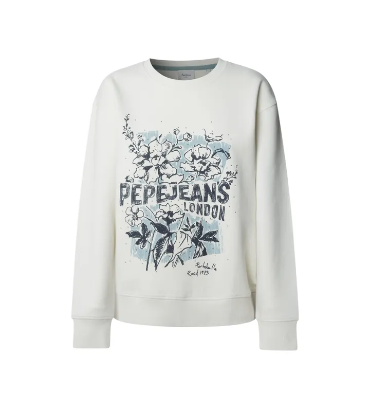 Pepe Jeans para mujer. PL5800023 Sudadera Beda blanco roto (M), Casual, Algodón