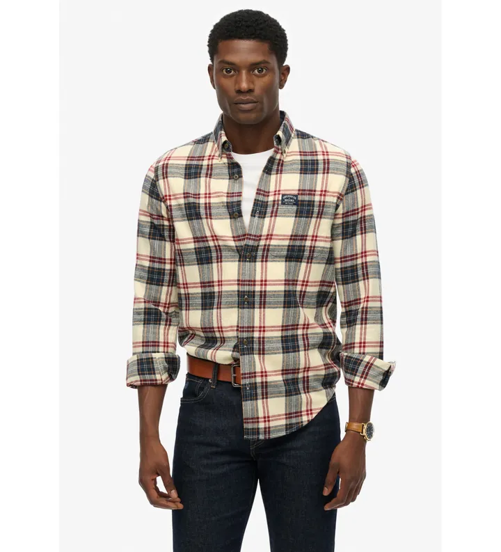 Superdry para hombre. M4011047A Camisa Lumberjack marrón (L), Casual, Algodón, Manga larga