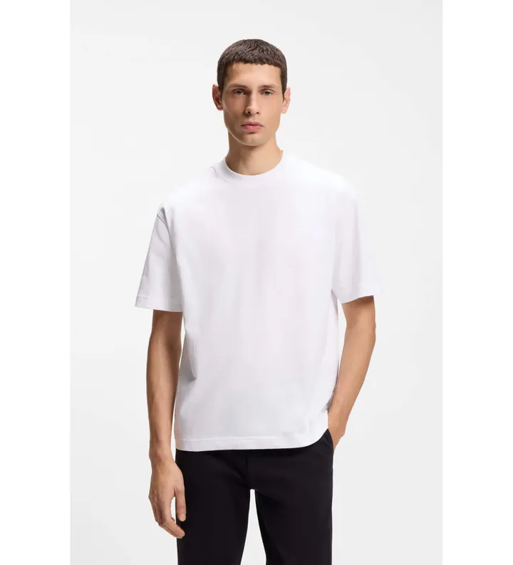 BOSS para hombre. 50479928 Camiseta oversize fit blanco (L), Casual, Algodón, Manga corta