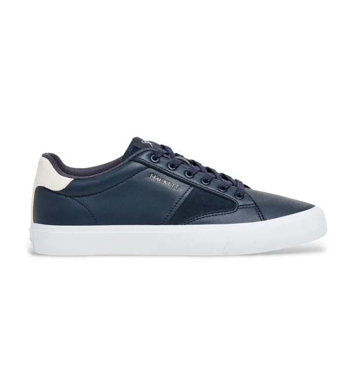 Hackett London para hombre. HMS200067 Zapatillas de Piel Blake Advance marino (40), Plano, Cordones, Casual