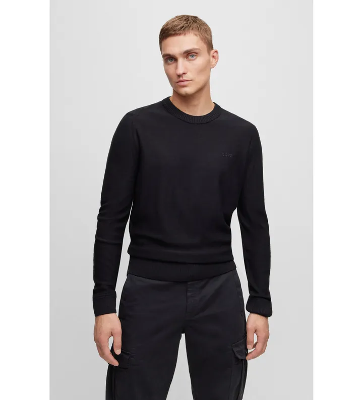 BOSS para hombre. 50501762 Jersey Avac negro (L), Casual, Lana, Manga larga