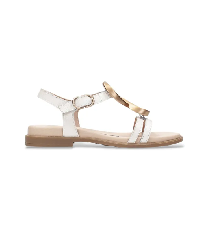 Hispanitas para mujer. HV264765 Sandalias Bali blanco roto (36), Piel, Plano, 1 a 3cm, Hebilla, Casual