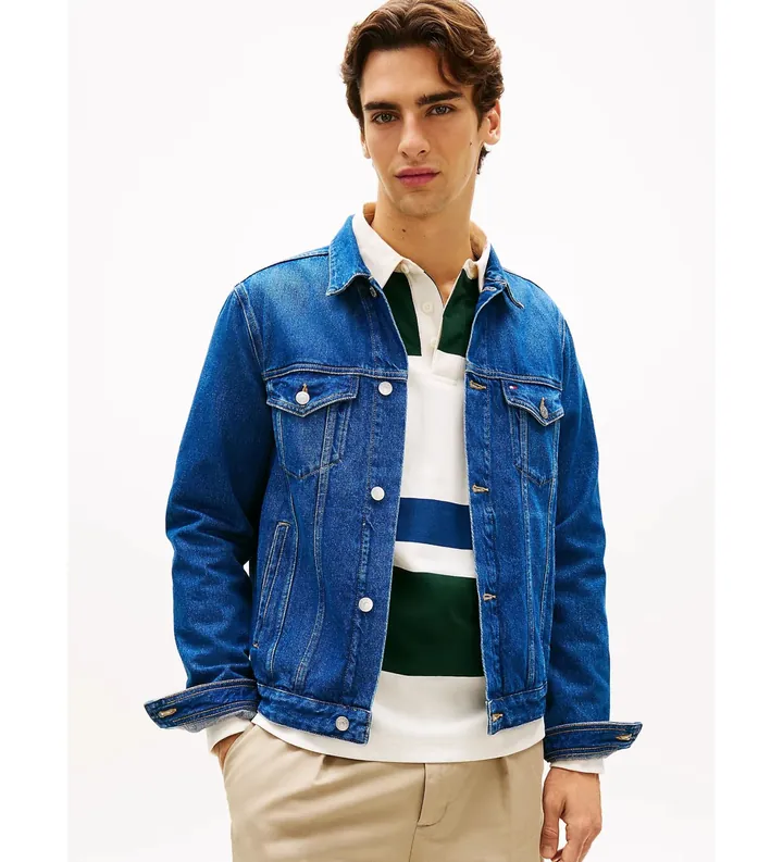 Tommy Hilfiger para hombre. MW0MW42629 Cazadora Trucker Vaquera azul (M), Casual, Algodón, Denim