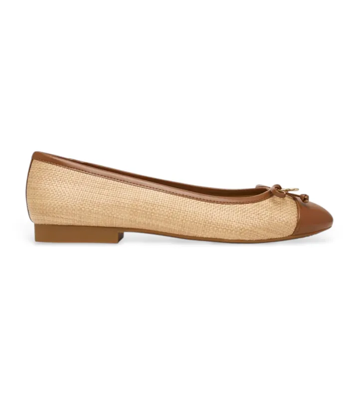 Michael Kors para mujer. 40S6PIFP2D Bailarina doble textura beige (36), Marrón, Plano, Ninguno, Casual