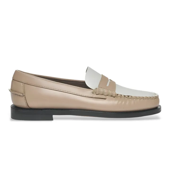 Sebago para mujer. 76112KW Mocasines de piel Clasic Dan beige, blanco (37), Plano, Ninguno, Casual
