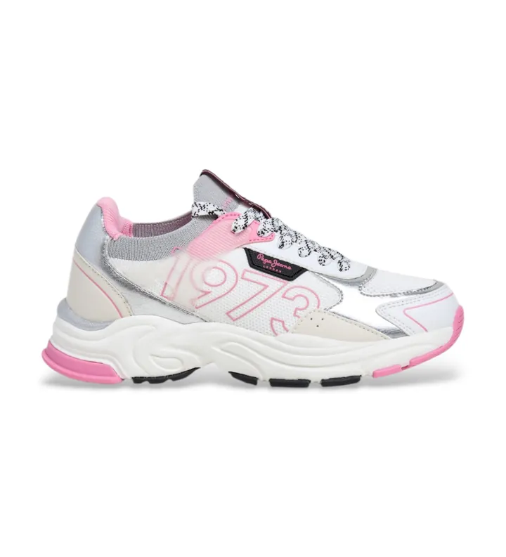 Pepe Jeans para mujer/niña. PGS600005 Zapatillas Mave Knit blanco (32), Plano, Cordones, Casual, moda infantil