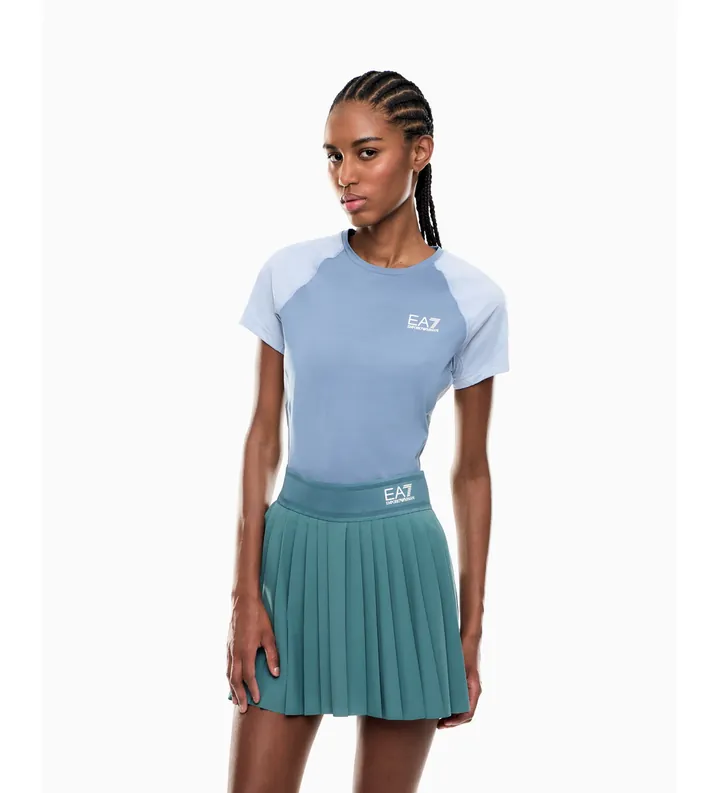 EA7 para mujer. 7W000986_AF21059 Falda Tennis Pro turquesa (L), Deportivo, Poliamida