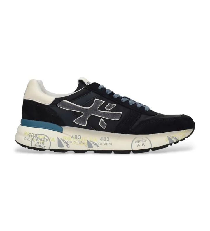 Premiata para hombre. MICK Zapatillas de piel Mick marino (40), Plano, Cordones, Casual