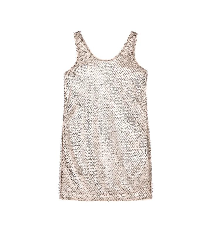 A|X Armani Exchange para mujer. XW001832AF18870M4071 Vestido Metbloom beige (L), Casual, Poliéster, Sin mangas / Tirantes