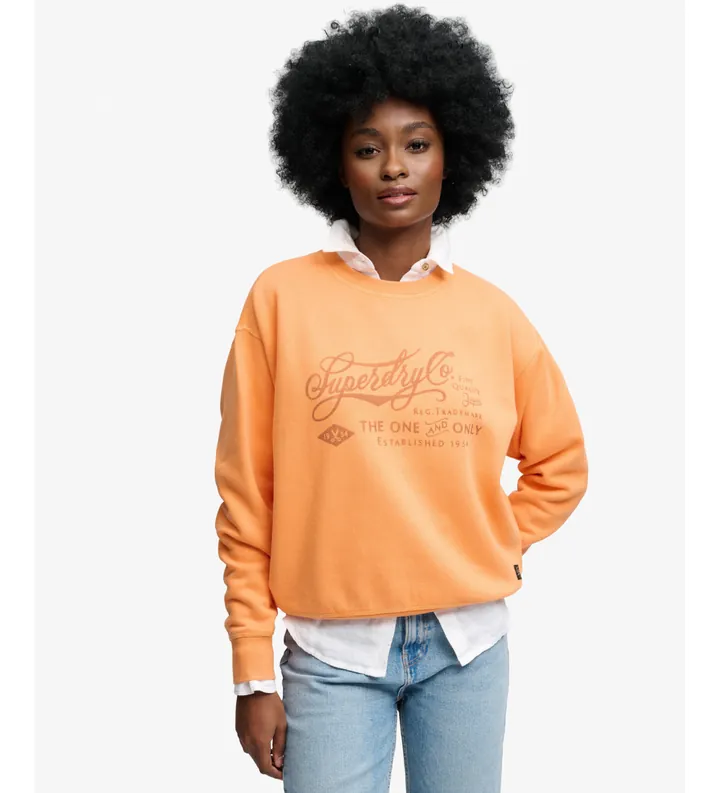 Superdry para mujer. W2012636A Sudadera Industry Worker Loose naranja (L), Casual, Algodón
