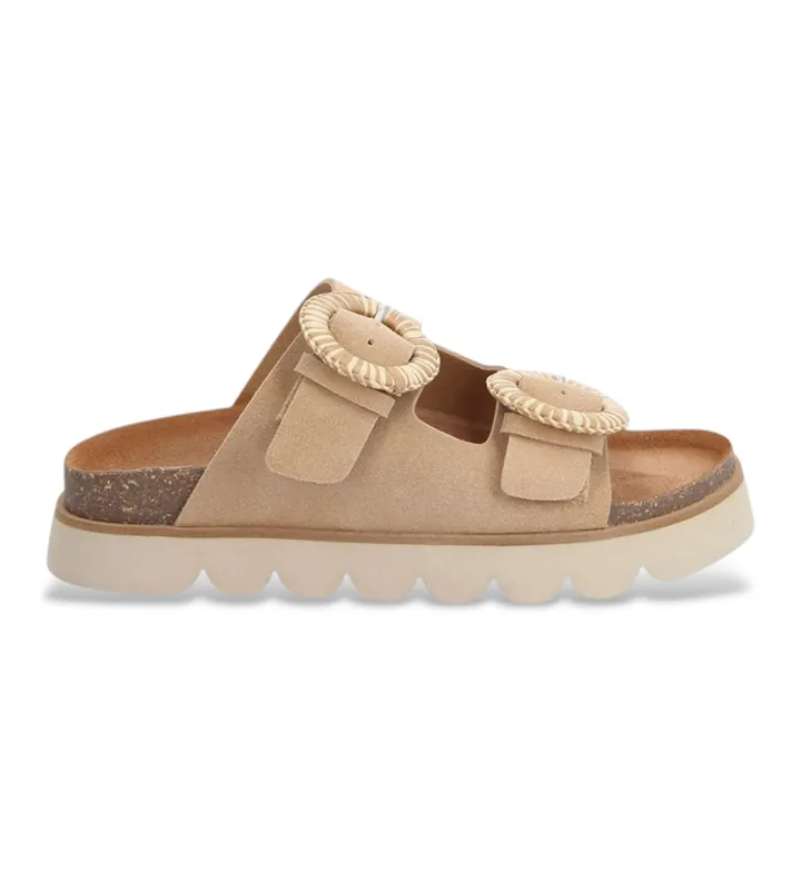NO NAME para mujer. QNXSVS0 Sandalias de Piel Sandy Slap marrón (39), Plano, Ninguno, Casual