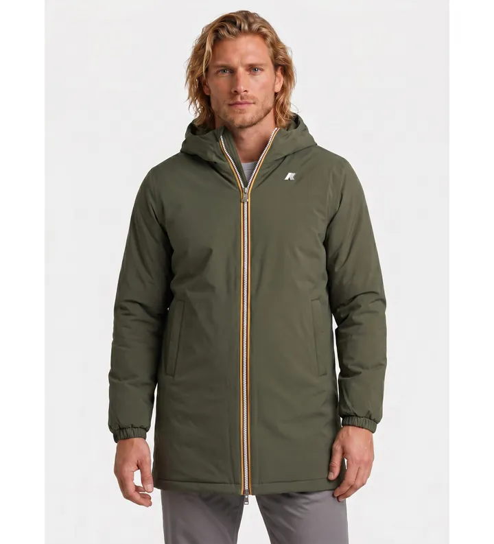 K-way para hombre. K6128WW Chaqueta Reversible Jacob St Warm Double verde, gris (L), Casual, Nylon