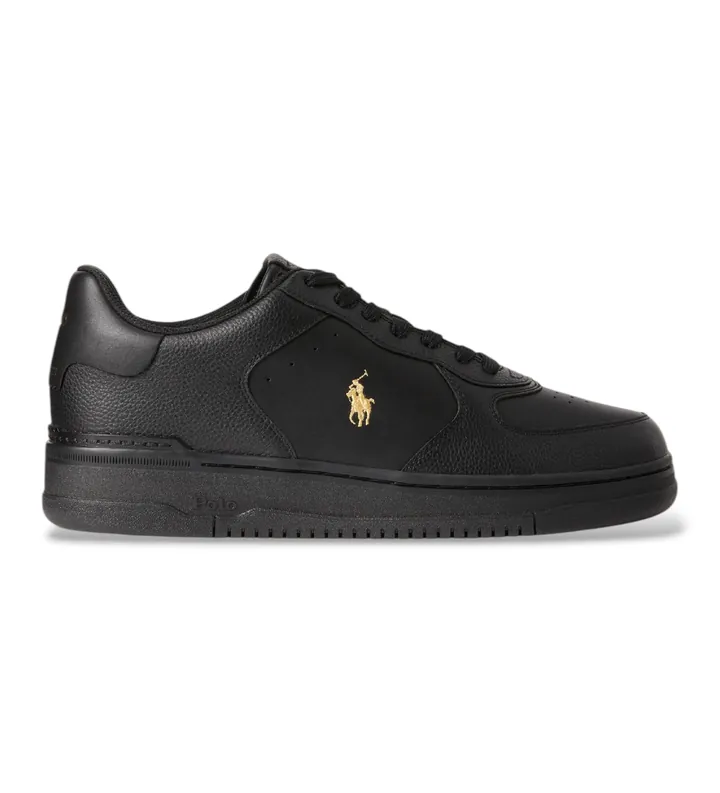 Polo Ralph Lauren para hombre. 809952270001 Zapatillas de Piel Masters negro (42), Plano, Cordones, Casual
