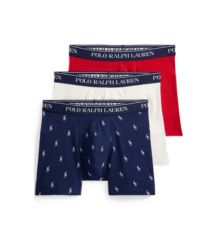 Polo Ralph Lauren para hombre. 714830300102 Set 3 bóxers de algodón elástico marino, blanco, rojo (M), Homewear
