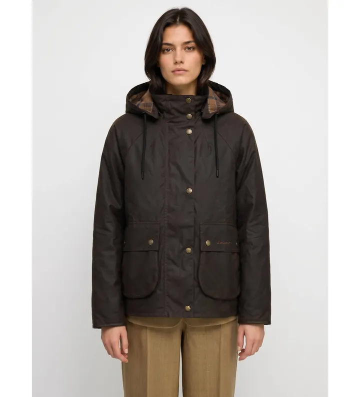 Barbour para mujer. LWX1594 Chaqueta Georgette Wax marrón oscuro (L), Casual, Algodón