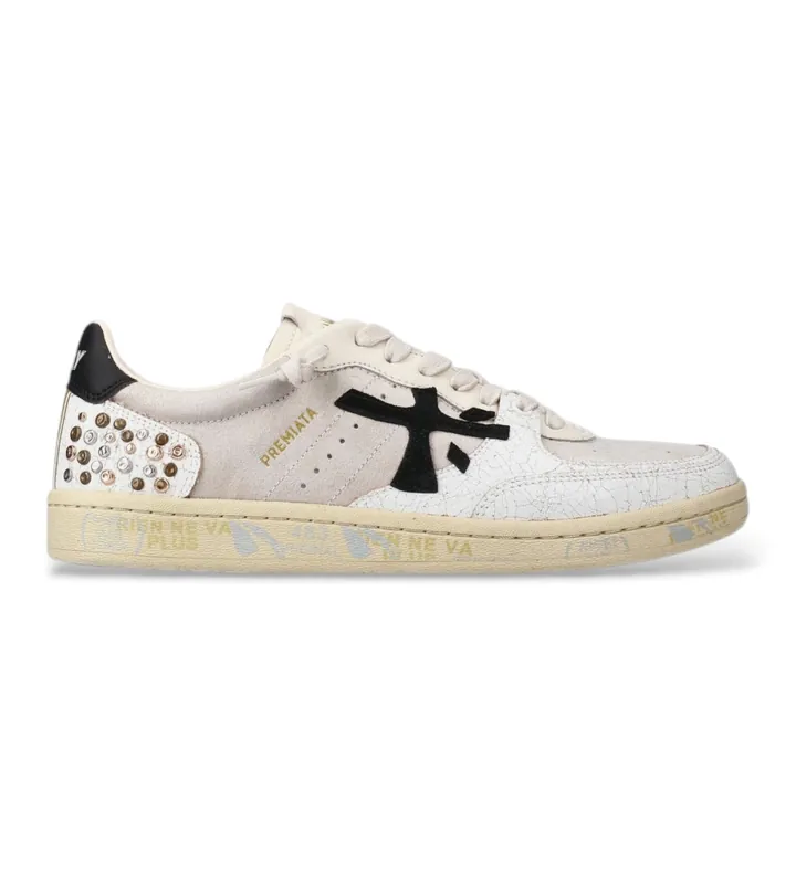 Premiata para mujer. BSKTCLAD Zapatillas de Piel Bsktclad blanco (36), Plano, Cordones, Casual