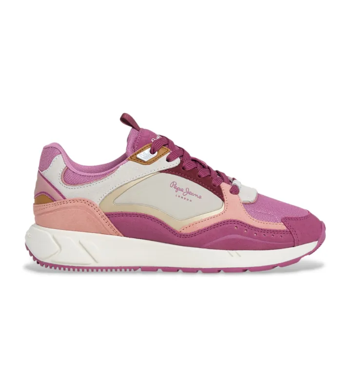 Pepe Jeans para mujer. PLS600011 Zapatillas Marlon Sports rosa (38), Piel, Plano, Cordones, Casual