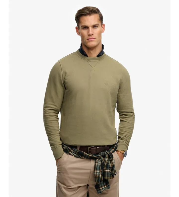 Superdry para hombre. M2014044B Sudadera Classic Essential verde (L), Casual, Algodón
