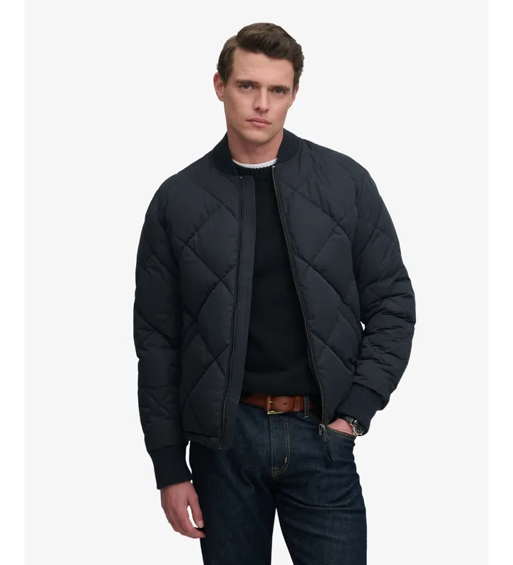 Superdry para hombre. M5012486A Chaqueta acolchada Diamond Quilt marino (L), Casual, Poliéster