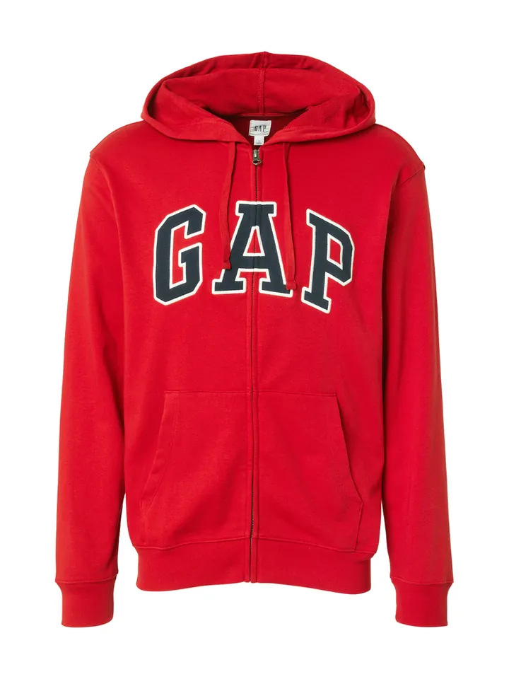 GAP Sudadera con cremallera 'HERITAGE' azul oscuro / rojo vivo / blanco