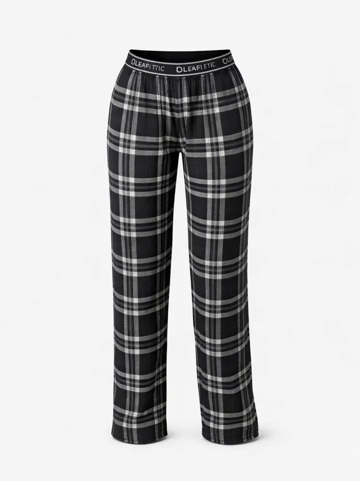 LEAFLETIC Pantalón de pijama 'Leafletic Women’s Night Wear Long Pajama' negro moteado