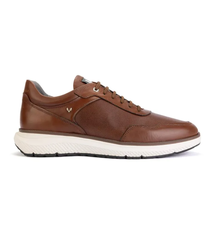 Martinelli para hombre. C025-2992ZY Zapatillas de piel Canterbury marrón (40), Plano, Cordones, Casual