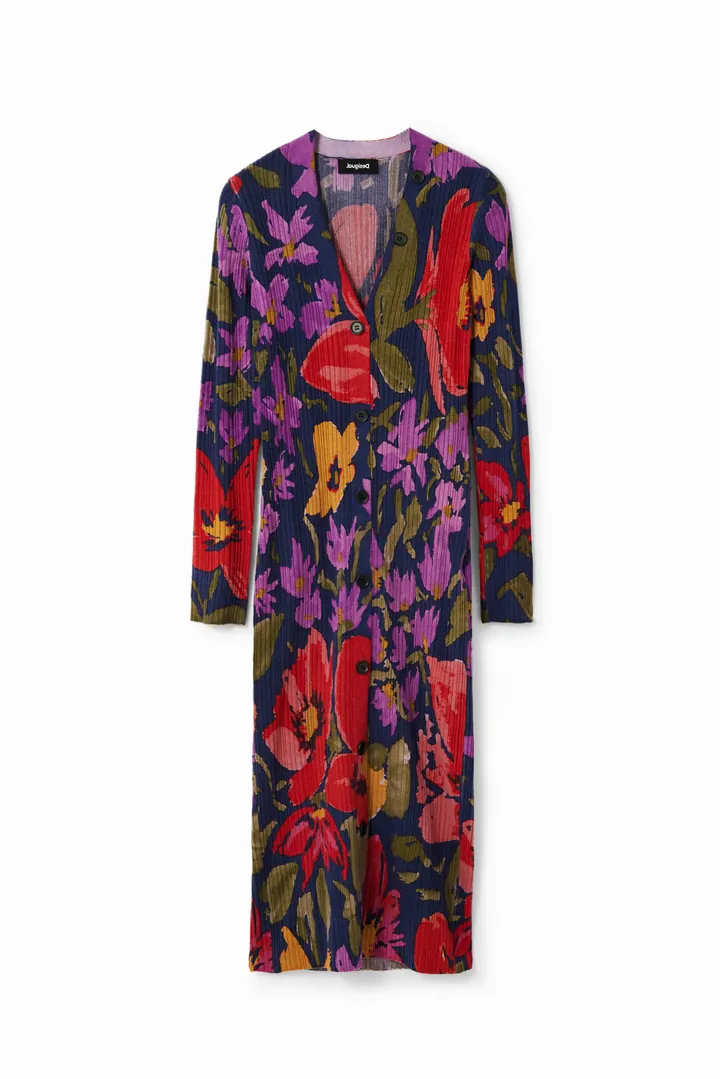 Desigual, Vestido punto midi flores, L