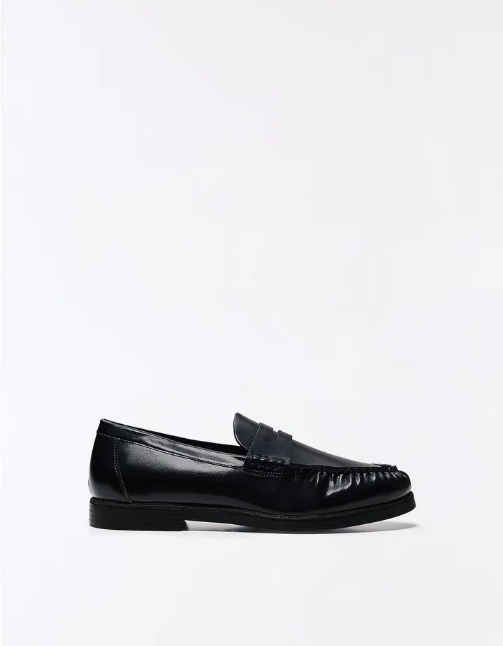 Bershka Mocasín Fruncido Hombre 39 Negro
