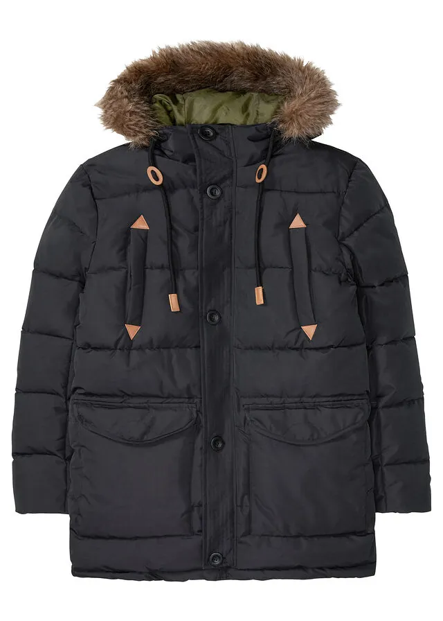 Parka funcional de invierno con capucha de pelo y detalles de piel sintética