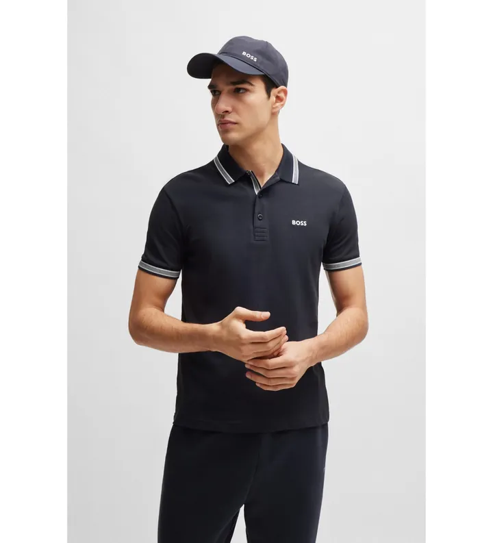 BOSS para hombre. 50469055 Polo Paddy marino (M), Azul, Casual, Algodón, Manga corta