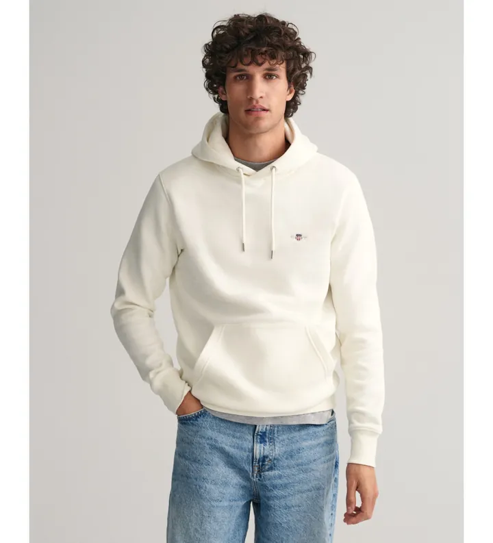 Gant para hombre. 2007058 Sudadera con capucha Shield blanco roto (3XL), Casual, Algodón, Sostenible