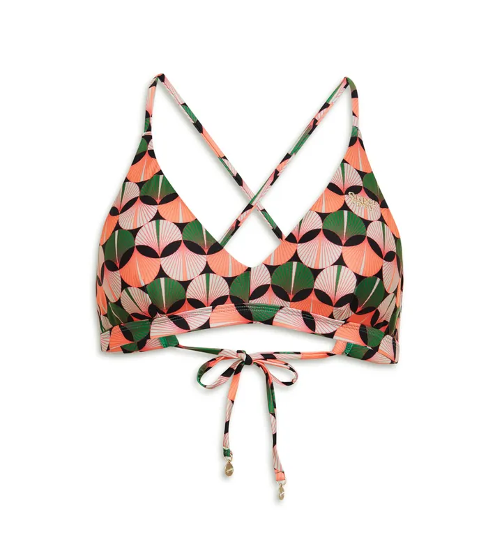 Superdry para mujer. W3010407A Top de bikini triangular con tirantes cruzados multicolor (L), Beachwear, Poliéster Reciclado, Sostenible